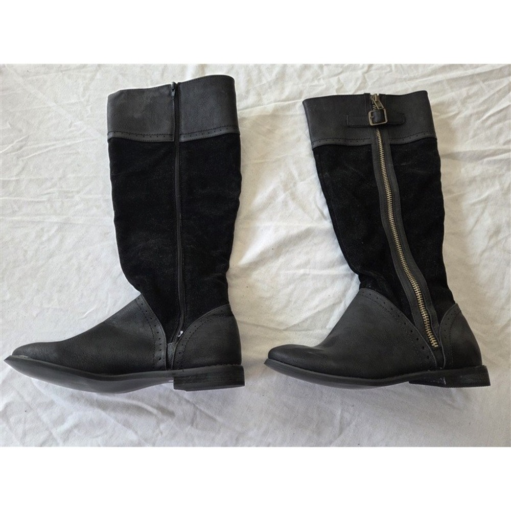 NWOT Shoedazzle 9.5 Emily Equestrian Boots Black Faux Suede 131794